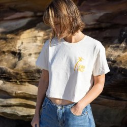 画像1: NEW!! Ladies Crop Tee-Ecru / Largeサイズ