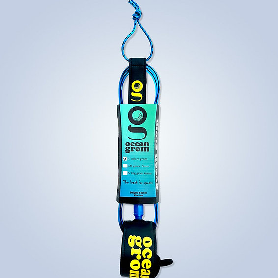 画像1: 【NEW!!】OCEAN GROM / 4' Micro Grom Leash "Fin(ブルー)"